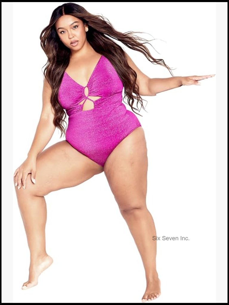 Plus Size One Piece Swimsuit With Adjustable Straps Nylon Metallic